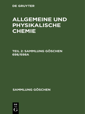 cover image of Allgemeine und physikalische Chemie. Teil 2